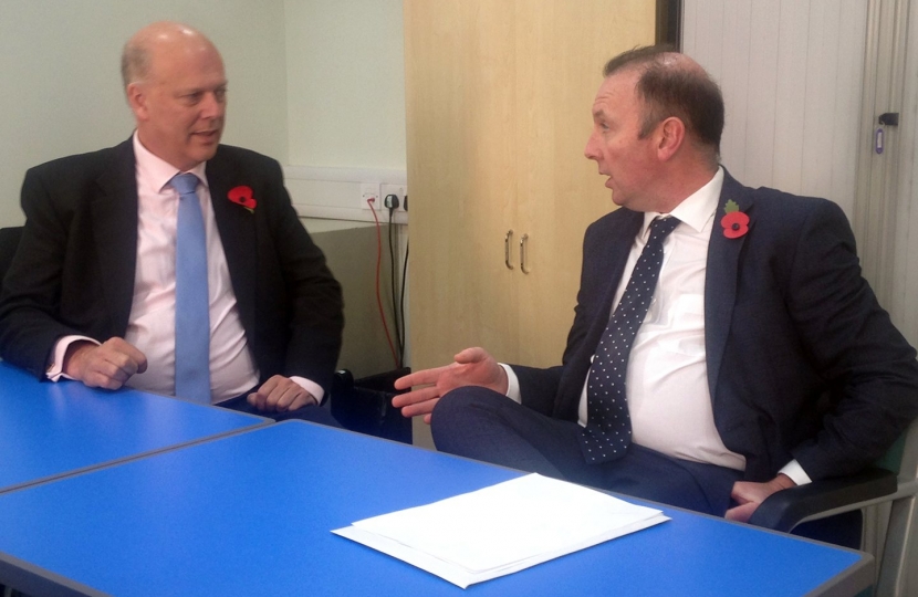 Transport Secretary Chris Grayling and Cllr James Airey