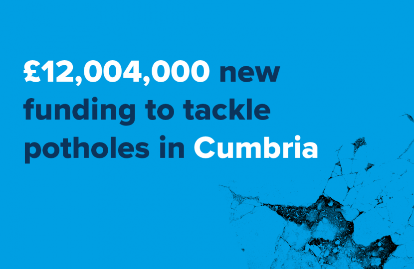 £12 million pothole funding for Cumbria