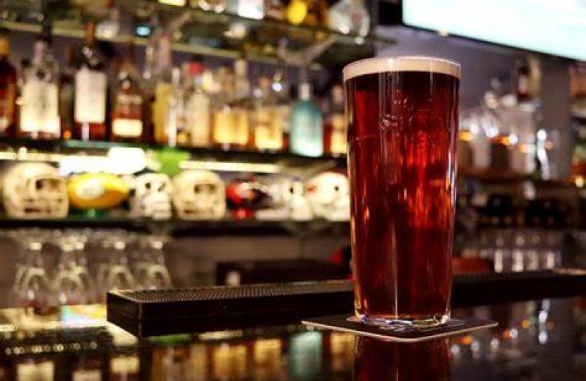 Pint of beer in a pub